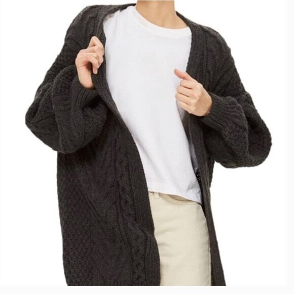 Topshop Chic Charcoal Gray Open-Front Sweater Duster Cardigan Size 4 - Picture 1 of 12
